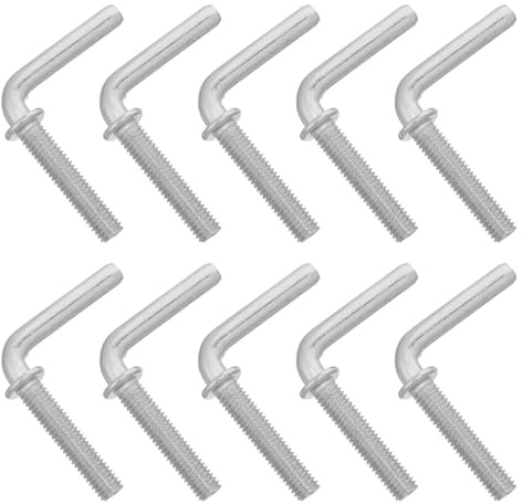 NIYANGLE 10pcs M8x38mm Iron L-bolt Screws for Pedestal Fan Base Mounting Metric Hardware Fasteners for Floor Fan Spare Parts Replacement and Appliance Repair