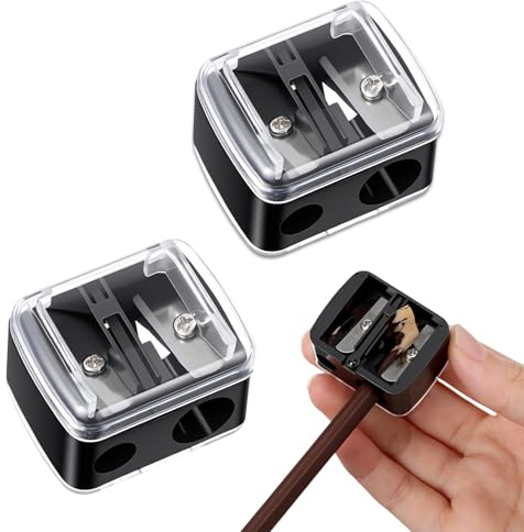 2 Stück Makeup Sharpener Anspitzer Spitzer Kosmetikstifte Make up Bleistiftspitzer Kosmetikspitzer Dual Bleistift Spitzer Universal Anspitzer für Augenbrauenstift Eyeliner Handlich Für Unterwegs