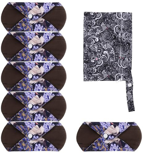 BESTOMZ Serviettes Hygiéniques Réutilisables 7 Pièces en Charbon de Bambou Taille S, Protection Confortable Plusieurs styles pour Soins Féminins Quotidiens Plusieurs styles