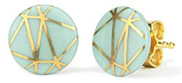 lille mus Porzellan-Ohrstecker GEO - Mint/Gold