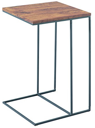 ASPECT Alana Wooden Top Side End Laptop Table/Sofa Couch Console Stand, Steel Vintage, 40x40x60 cm