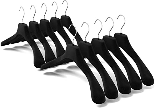 Mainetti Kleiderbügel aus Velours, rutschfest, für Mäntel, Jacken und Kleidung ATPV, 10 Stück 42 cm Schwarz