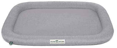 HOUND & NATURE Hundekissen Arosa - weiches Liegekissen für größere Hunde - Öko-Hundebett waschbar, hygienisch, robust & nachhaltig (L - 115x75 cm - Hellgrau)