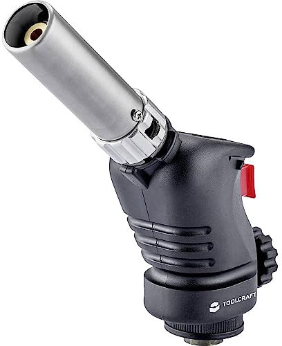 TOOLCRAFT Lötlampe mit Piezo-Zündung I Gasbrenner I 1500°C Temperatur I Bunsenbrenner EN417 I 360° Einsatz I gaslötbrenner I Campingzubehör