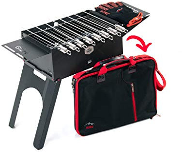 Gizzo Tragbarer und Klappgrill Holzkohle-Grill für Camping, Travel, Vanlife, Transportabler Grill, Garten und Outdoor BBQ Grill-Spaß