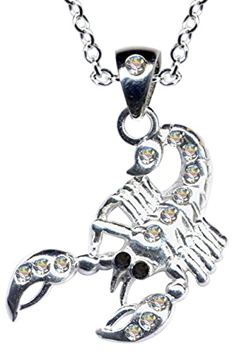 Kette + Anhänger Collier Echt Sterling Silber 925 Zirkonia Kristalle Skorpion Strass Liebe Glaube Hoffnung Emotion Symbol Motiv Stil Objekt weiss extravagant neu gut modisch klar schön