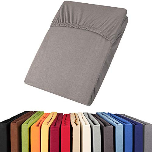 aqua-textil Viana Topper Laken 140x200-160x200 cm dunkel grau Baumwolle Spannbetttuch Jersey Spannbettlaken