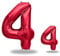 FUNXGO® folienballon 4 rot - 2 Stück - 42 & 17- luftballon zahl 4 - Zahlen rot Ballon 4 Deko zum Geburtstag, Hochzeit, Jubiläum oder Fest, Party Dekoration -100cm & 38cm- ballon rot 4