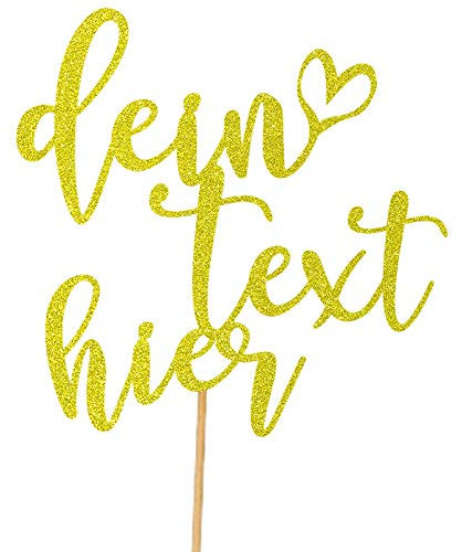 Cakeshop Personalisierte Nachricht Glitzer Kuchen Deko Angepasste Farbe alle Namen, jedes Alter, alle Wörter Glitzer Kuchen Dekoration für Geburtstagskuchen (Gold)