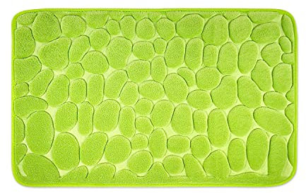 WohnDirect Badezimmerteppich mit Memory Foam - Rutschfester Badteppich - Badematte waschbar & schnelltrocknend auch ideal als Duschvorleger - Badvorleger 60 x 100 cm - Grün