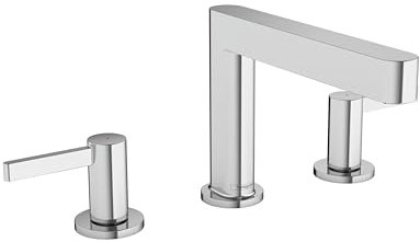 hansgrohe 3-Loch Waschtischarmatur Finoris, Wasserhahn Bad mit Auslauf Höhe 110 mm, mit Push-Open Ablaufgarnitur, Badarmatur wassersparend, Chrom