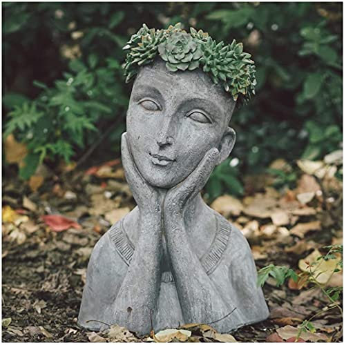 dtkmkj Garten Kreative Statue Portrait Retro Outdoor Göttin Blumentopf Dekoration(Size:Large)