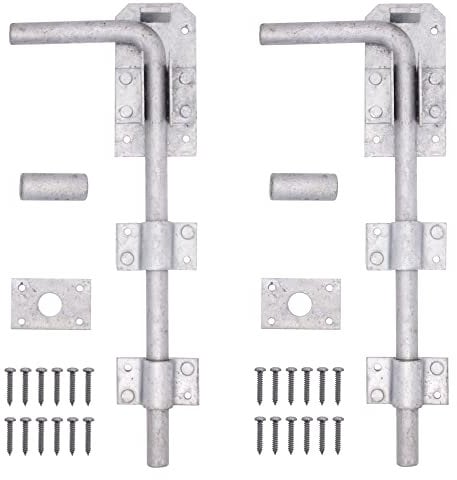 EAI Gate Drop Bolt | Heavy Duty Galvanised 12 Inch / 300mm Gate/Garage Drop Down Bolt | Pack of 2 with Fixings