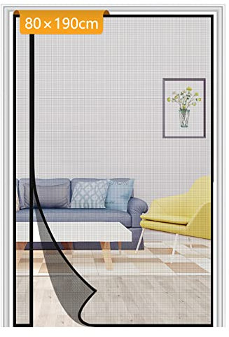 Yotache Fliegengitter Balkontür Magnet 80x190cm Fliegengitter Balkontür Seitliche Öffnung, Fliegengitter Tür Ohne Bohren für Schlafzimmer Kellertür Terrassentür, Schwarz