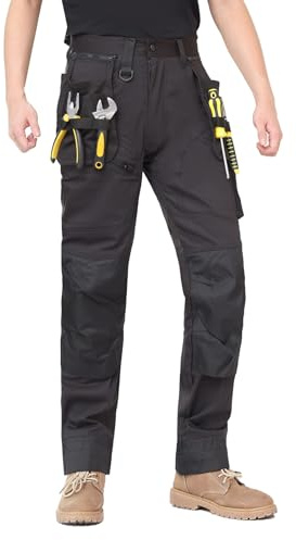 WORK IDEA Arbeitshosen männer, Hose mit multifunktionalen Taschen, Hose mit abnehmbaren Flugtaschen, mit Oxford-Knietaschen, Baumwollstretchhose
