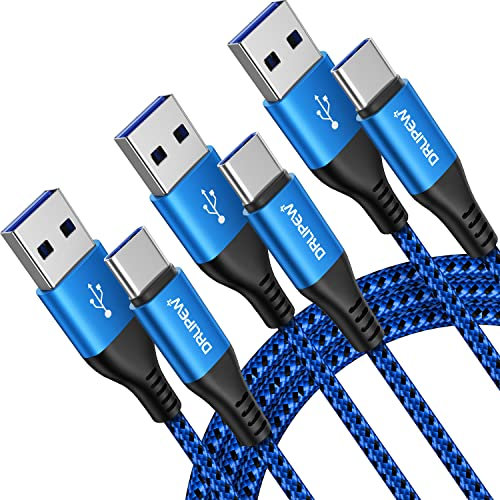 DRLIPEW Cavo USB C 3A Carica Rapida[3Pezzi,1M+2M+3M], Cavo USB Tipo C Nylon Intrecciato per Samsung Galaxy S21 S20 S10 S9 S8 A50 A51 A70,Note 10 9,Huawei P30 P20 P9 Mate 20,Xiaomi,Google Pixel,LG