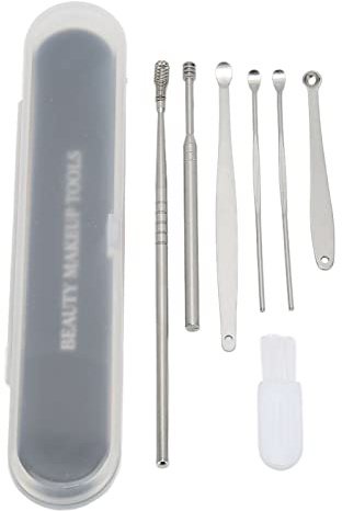 Ohrpick Ohrenschmalz-Entferner-Set, 7-in-1-Frühlings-Ohrenschmalz-Reiniger-Set, Tragbares Edelstahl-Ohrpick-Set Zur Ohrreinigung, Ohrenschmalz-Entferner-Werkzeug mit Reinigungsbürste und Aufbewahrungs