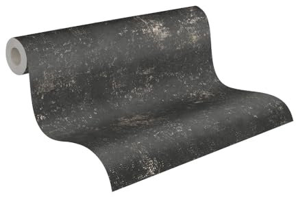 A.S. Création Strukturtapete Metallic Schwarz Gold THE BOS 388325 Vliestapete mit Glanzeffekt 10,05 m x 0,53 m Made in Germany
