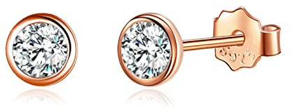 Candyfancy Kleine Ohrstecker Sterling Silber 925 Roségold für Damen Herren Mini Zirkonia Ohrringe Stecker 4mm