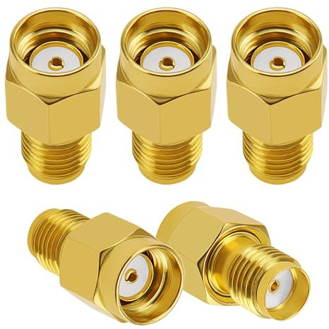 5 Stück RP-SMA Stecker auf SMA Buchse Adapter, KUOQIY SMA Koaxial-Adapter Konverter, SMA-Adapter Koaxial Steckverbinder, für WiFi-Antenne, FPV, Brille, Router