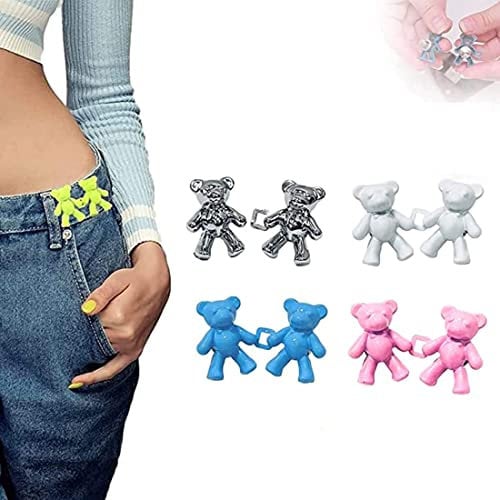 Cute Bear No-Sew Waist Button, 4-Paare Jeans Knöpfe, Ohne Nähen Jeansknöpfe, Hosen Ersatz Knöpfe, Verstellbare Jeansknöpfe, Knöpfe Hosen Enger Machen, Hosenknöpfe für Cowboy Kleidung, Jeans, Jacken