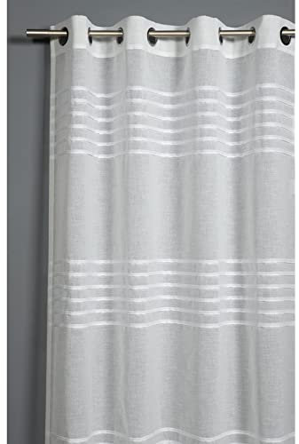Gardinia Vorhang mit Ösen, Transparenter Ösenschal, 3D-Streifen, Lichtdurchlässig und transparent, Weiß, 140 x 245 cm