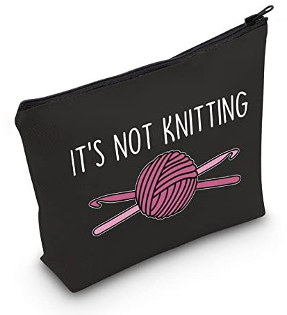 POFULL Crochet Gifts Crochet Lovers Gift It's Not Knitting Kosmetiktasche Häkelnadel Geschenk, Black It's Not Knitting Bag