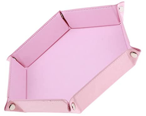Perfeclan Würfel Faltbares Sechseckfach PU würfel Rollfach für Spiel, Rosa