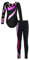 iEFiEL Mädchen Turnanzug Glitzer Gymnastik Leotard Langarm Akrobatik Anzug Tanzkostüme Turnbody Jumpsuit mit Sport Leggings Zb Schwarz + Hot Rosa 134-140