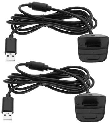 Create idea 2 cavi di ricarica USB di ricambio compatibili con Xbox 360/360 Slim Controller Caricabatterie Accessori Nero