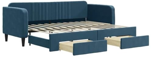 vidaXL Tagesbett Ausziehbar mit Schubladen Blau 80x200 cm Samt