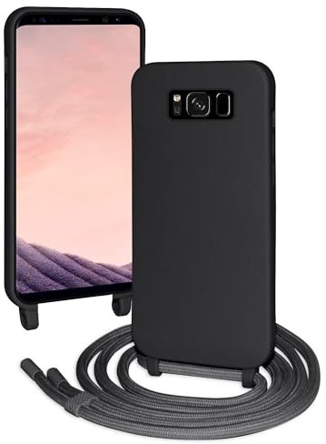 FERLAN Silikon Handykette für Samsung Galaxy S8 Hülle mit Band,Stylische Verstellbarer Halskette Handyhülle,Necklace (abnehmbar) Hülle mit Band,Handyhülle für zum Umhängen,Schwarz