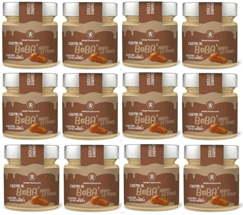12er-Pack MADÒ PASTICCERIA Crema Spalmabile Babà Napoletano Handwerkliche Streichfähige Creme mit Neapolitanischer Babà Geschmack,200g Glas