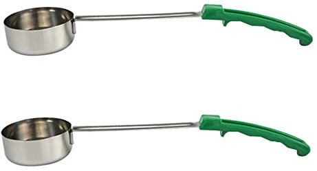 TsoLay Lot de 2 louches à pizza avec poignée en caoutchouc et fond plat en acier inoxydable