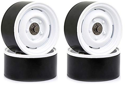 Daconovo 4 StüCke Metall 1.9 Beadlock Rad Felgen Nabe für 1/10 RC Crawler Auto Axial SCX10 90046 TRX4 D90 Redcat, Weiß