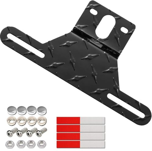 Supporto per targa per rimorchio, in alluminio, resistente, per camion, rimorchi, camper, barche, confezione da 1 targa universale con viti di montaggio (nero)