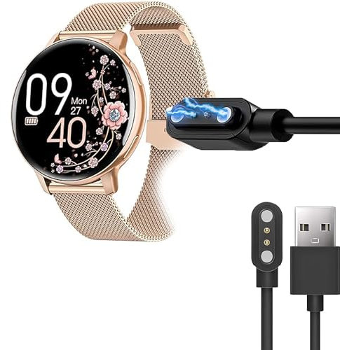 Blueshaweu Magnétique Chargeur Compatible avec NAIXUES S53 Montre,Magnétique Charger Cable Montre Connectée USB 3,3ft Compatible avec HASAKEI/NAIXUES S53 1,39 Pouces Smart Watch (Noir)