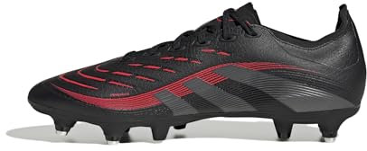adidas Predator League Soft Ground Football Boots, Scarpe da Calcio Unisex-Adulto, Core Black/Grey Four/Lucid Red, 42 EU