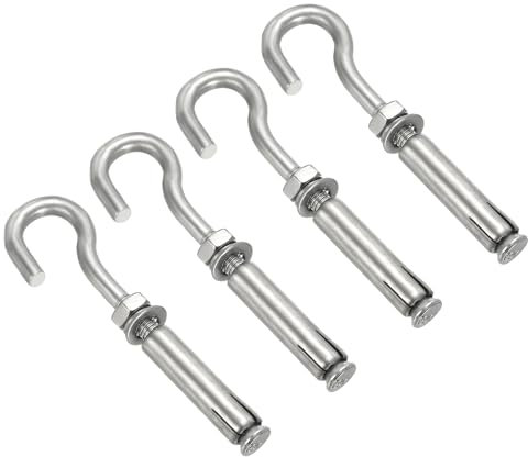 PATIKIL Erweiterungshaken M8 4er Pack 340 Edelstahl Betonwandhaken Schraubhaken für Beton, Ziegel, Deckenmontage, Silber