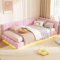 FEZTOY Polsterbett 90x200 mit LED und USB-Anschluss, Bettgestell mit Lattenrost,Tagesbett Schlafsofa Bett Bettsofa Gästebett Jugendbett Einzelbett, ohne Matratze (Rosa, 90x200)