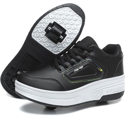 Mateju Kinder Schuhe mit Rollen Versenkbarer für Jungen Mädchen 2-in-1 Rollschuhe Doppelt Rollen Outdoor Einfach Bequem Sportschuhe Roller Schuhe Turnschuhe Skateboardschuhe
