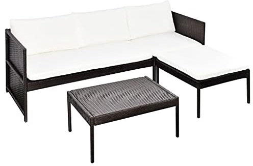 Festnight Gartenlounge Outdoor Klein Rattan Eck Lounge Gartenmöbel Set L Form Gartensofa Lounge Sofa Outdoor Balkonmöbel Sofa Garten Terrassenmöbel Loungemöbel Ecksofa Außenmöbel