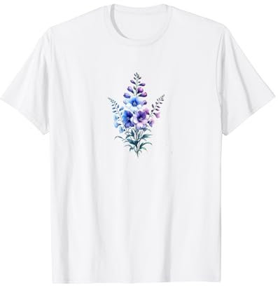 Juli Geburtstag Geburt Monat Blume Rittersporn Aquarell T-Shirt