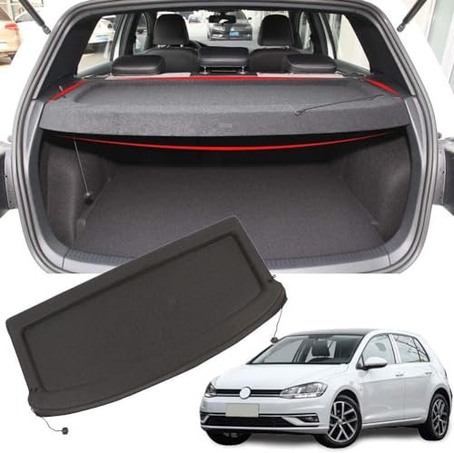 JZWJNFYY Auto Versenkbare Kofferraum-Ablage für VW Golf 7 2015-2019,Hintere Kofferraum Hutablage,Ladungsabdeckung Kofferraum Gepäckträger Zubehör