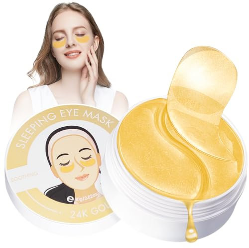 Augenpads, 60 Pcs Eye Pads gegen Augenringe mit 24K Gold, Kollagen Augenmaske gegen Tränensäcke, Kollagen Under Eye Patches, mindern Falten und Puffiness