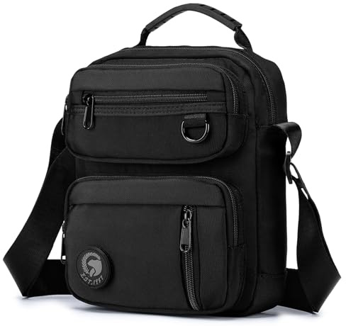 SUCIKORIO Umhängetasche Herren Klein mit Patches Klett, Multi-Pocket Männer Schultertasche Wasserdicht Oxford Sling Crossbody Bag Tactical Handtaschen Herrentasche Mit Oberem Griff für Arbeit, Reise