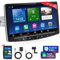10 Zoll DAB Autoradio 1Din mit Bildschirm, Android13 Touchscreen Autoradio Bluetooth mit Wireless CarPlay, 2+32G Auto Radio Car-Play Display mit Navi, 4G/WiFi, AM/FM/RDS, SWC/DSP, GooglePlay