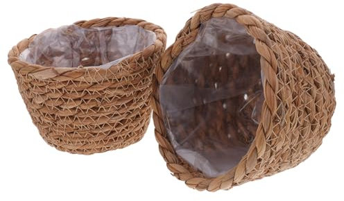 OFFSCH Panier De Fleurs Tressé Doublure pour Plantes D'intérieur Et Jardin, Lot De 2 Petits Pots Diamètre 13 Cm, Panier De Rangement Naturel en Fibres De Mer, Décor Bohème Multifonction