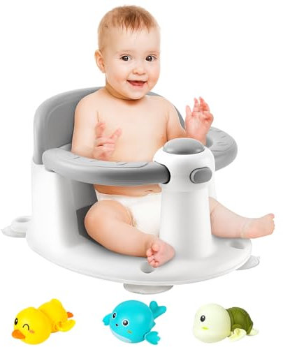 Asiento de baño para bebé, asiento de bañera para bebés de 6 meses en adelante, esencial para el baño del bebé, gran regalo de baby shower para recién nacidos y nuevas madres