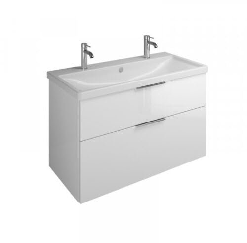 burgbad Eqio Keramik-Waschtisch inklusive Waschtischunterschran, Breite 1030 mm, SEYR103, Farbe: Eiche Dekor Urban/Eiche Dekor Urban, Griffleiste Chrom G0251